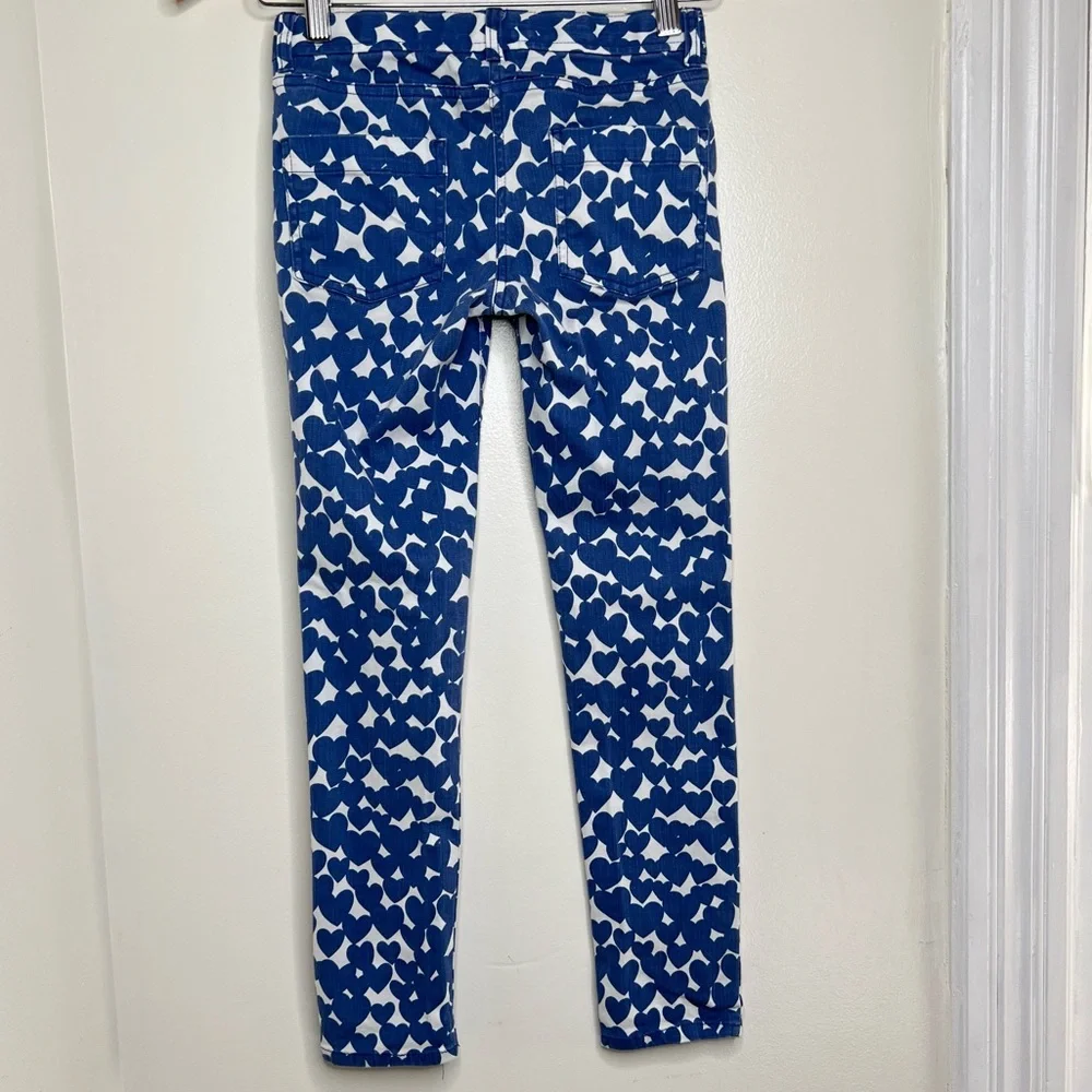 Kids Crewcuts Toothpick Skinny Jeans Heart Print Size 10 Blue White Valentine’s